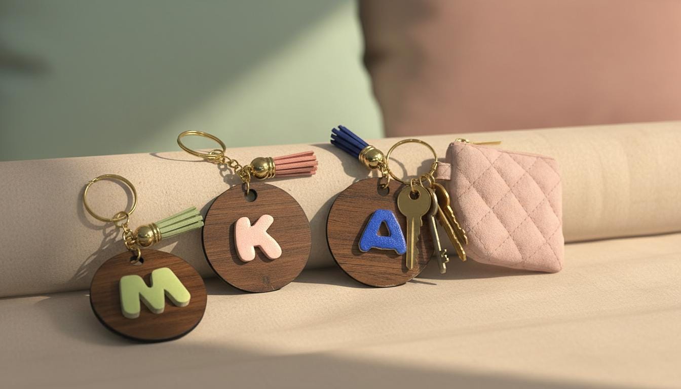 Personalised Initial Keychain • Custom Letter Keyring • Name Gift • Bag Charm