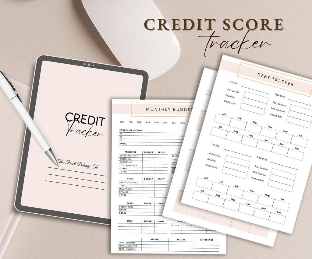 Credit Score Planner, Monthly Budget Tracker (Digital Download)
