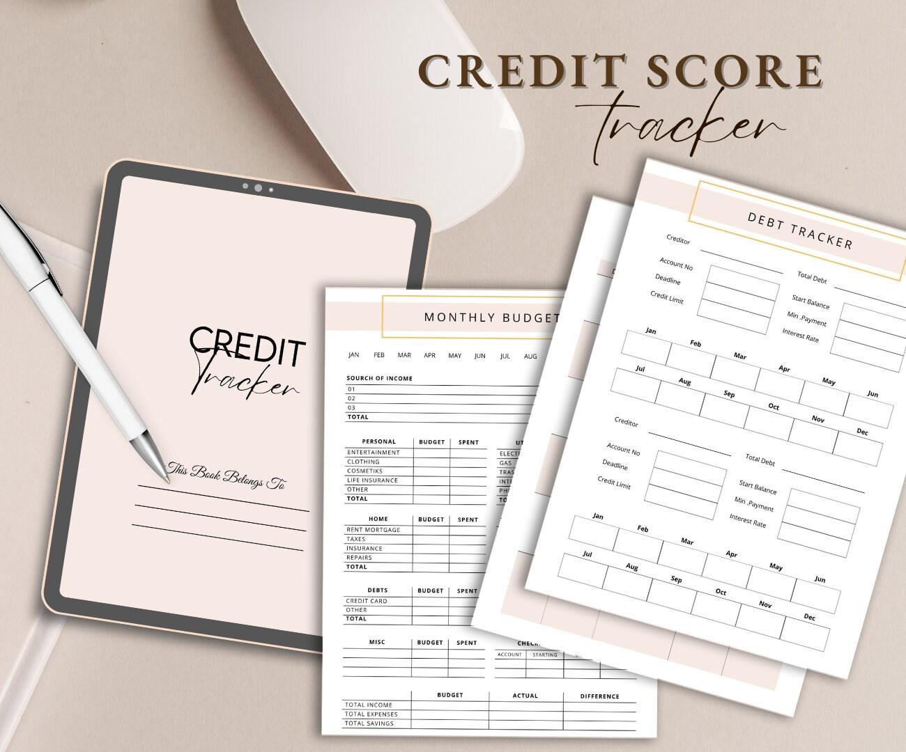 Credit Score Planner, Monthly Budget Tracker (Digital Download)