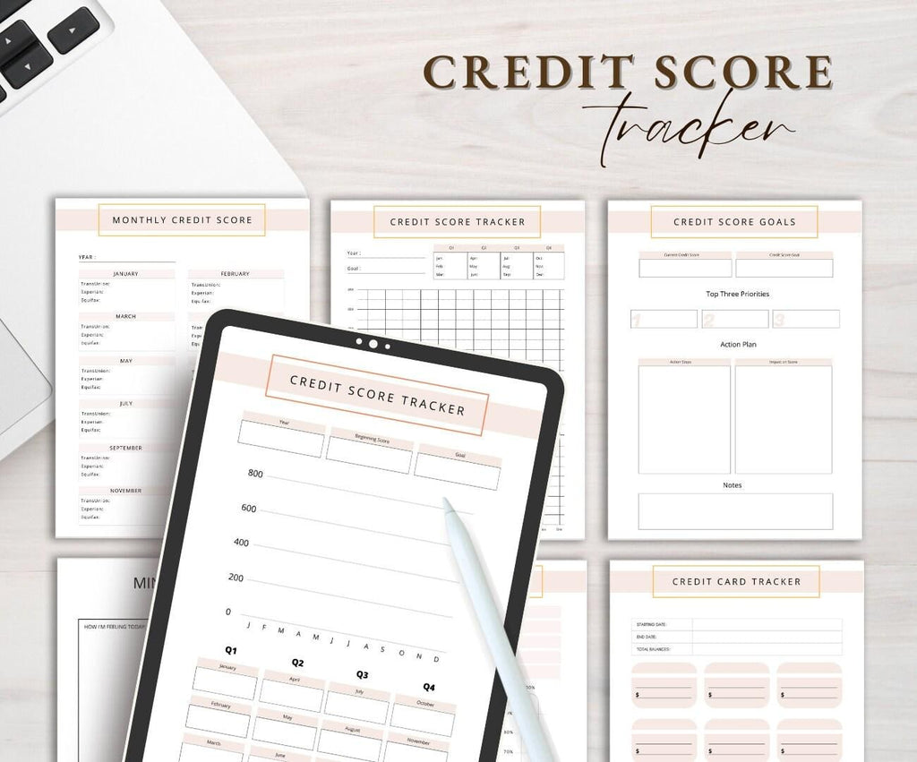 Credit Score Planner, Monthly Budget Tracker (Digital Download)