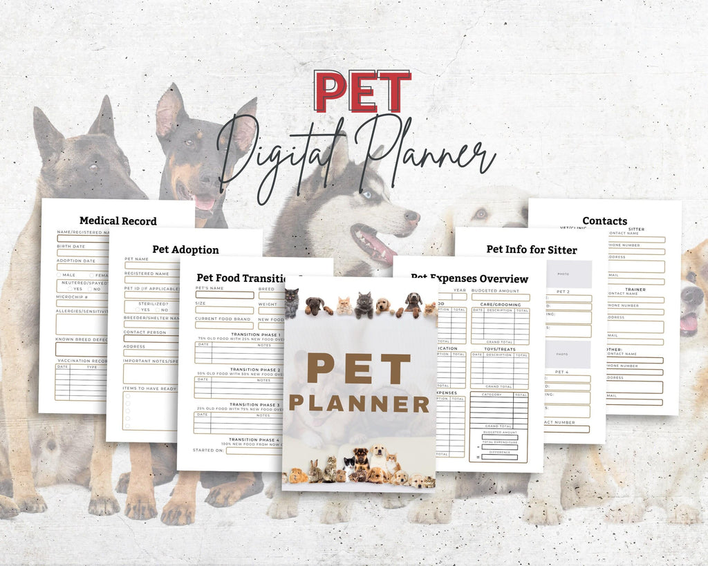Printable Pet Planner, Care Binder, Pet Sitter Forms (Fillable PDF Download