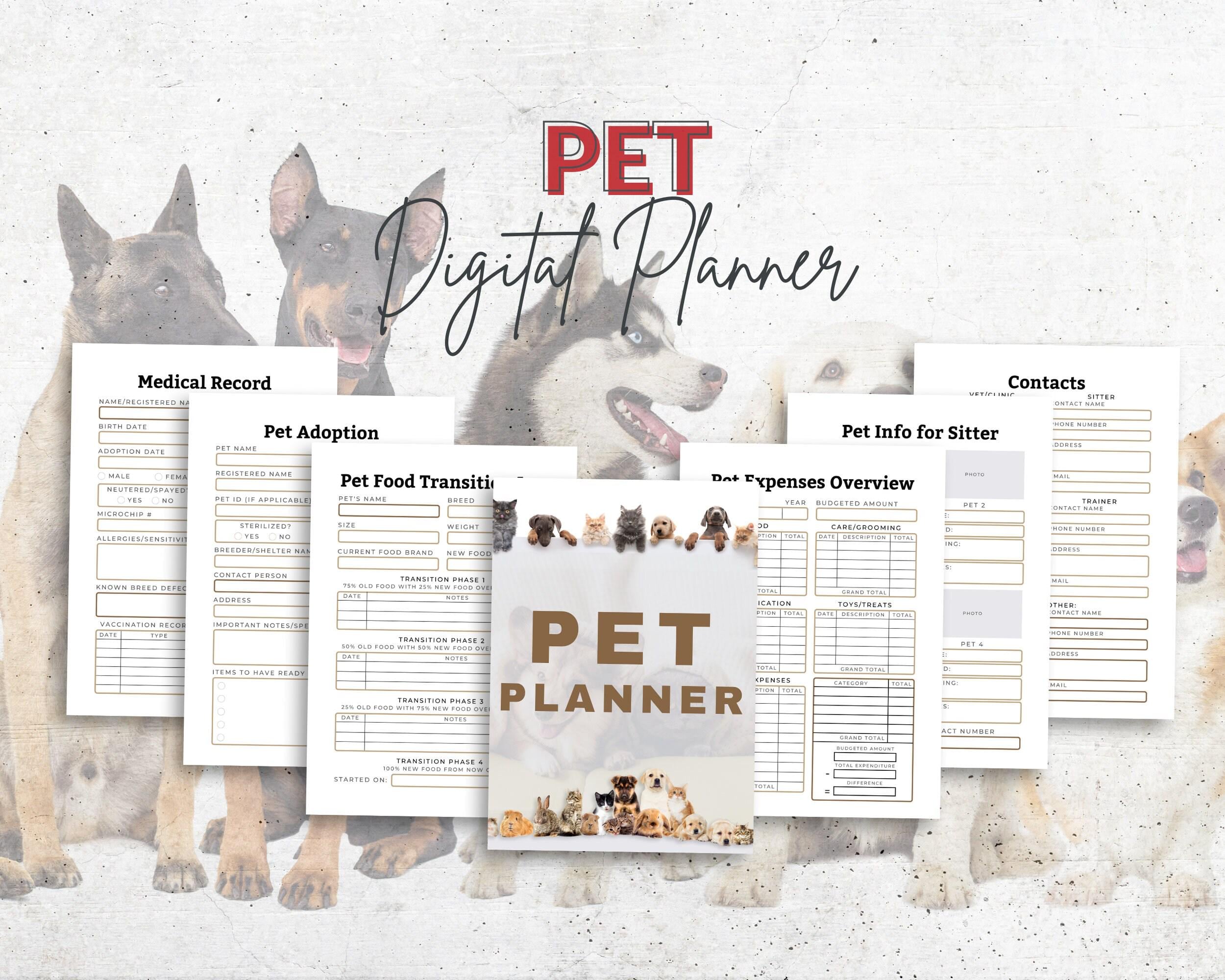 Printable Pet Planner, Care Binder, Pet Sitter Forms (Fillable PDF Download
