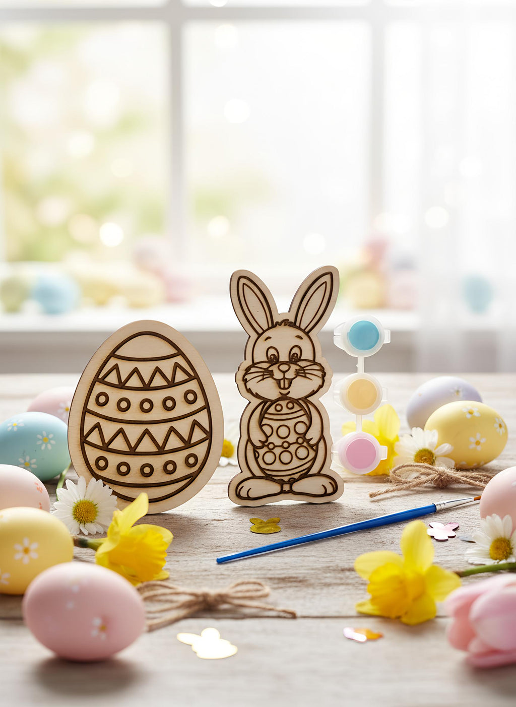 Easter Craft Ornament for Kids | DIY Decoration Kit | Classroom Teacher Gift | Bunny & Egg activity.