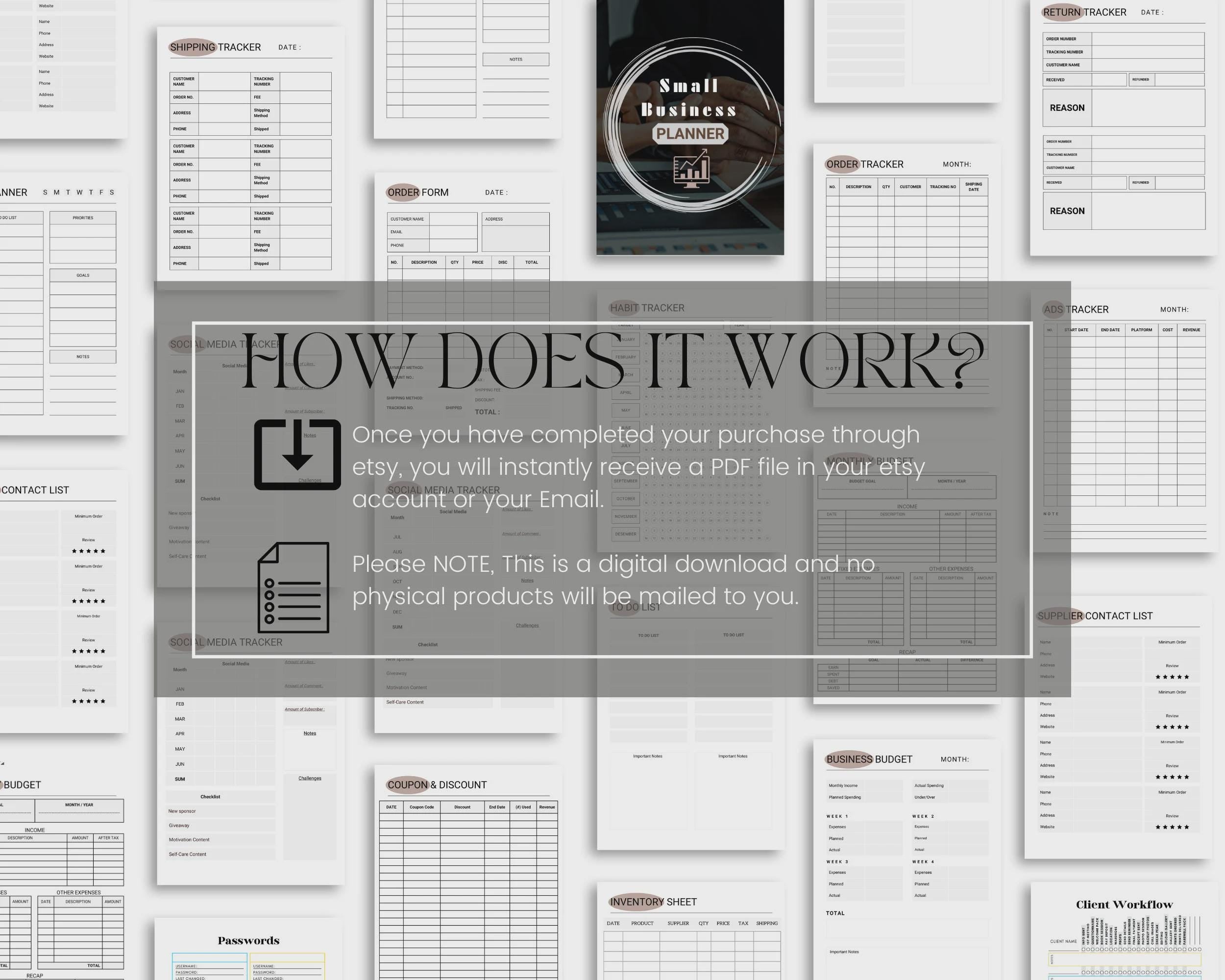 Printable Small Business Planner | Etsy Seller PDF Kit