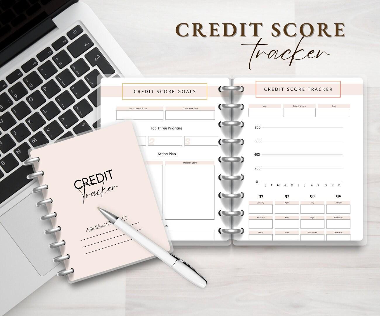 Credit Score Planner, Monthly Budget Tracker (Digital Download)