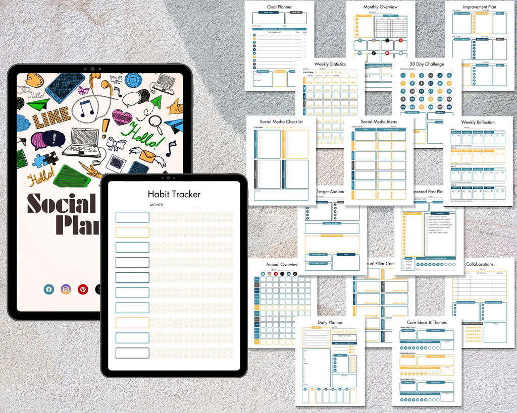 Social Media Planner Bundle | Printable Marketing Organizer (Digital Download)