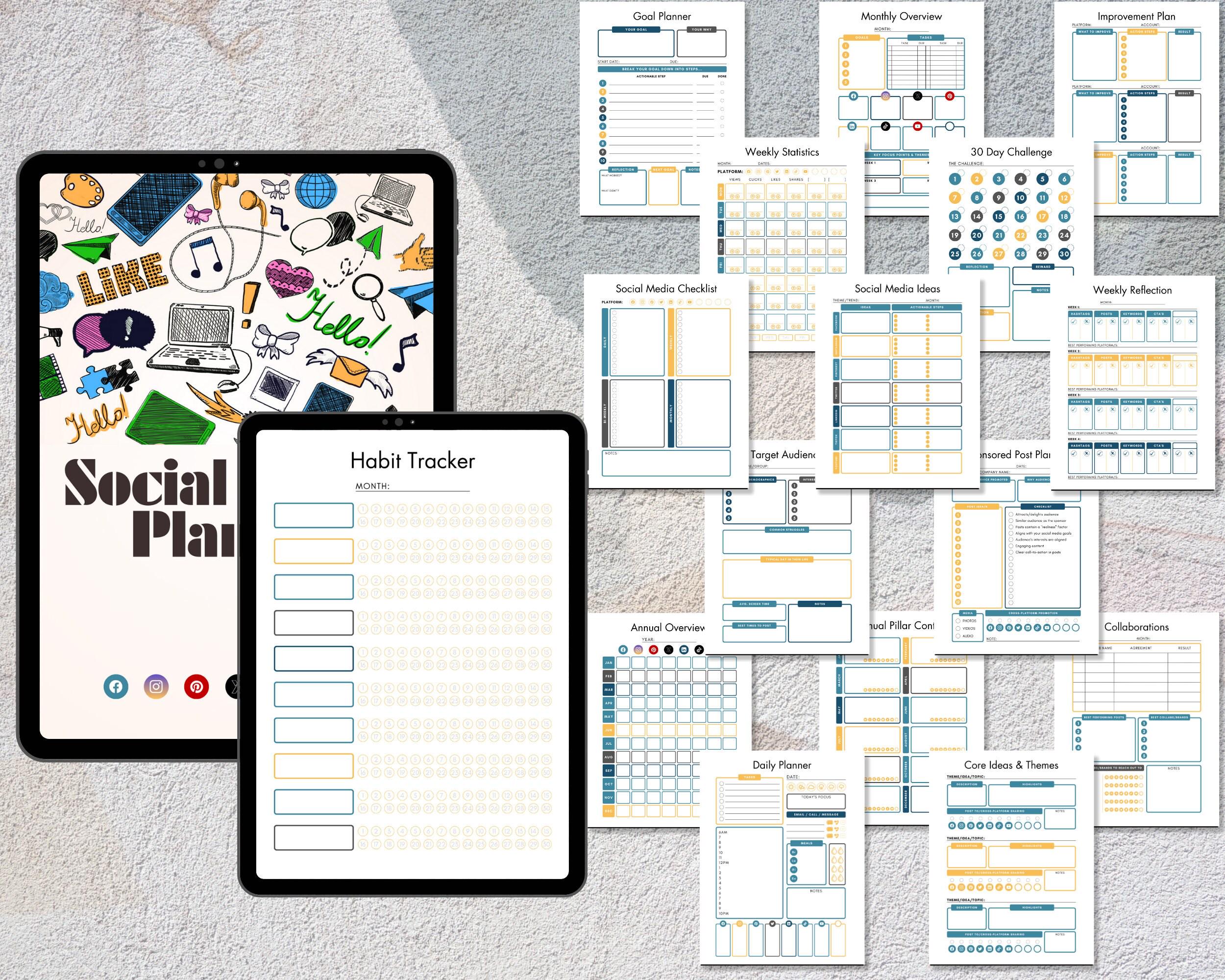 Social Media Planner Bundle | Printable Marketing Organizer (Digital Download)