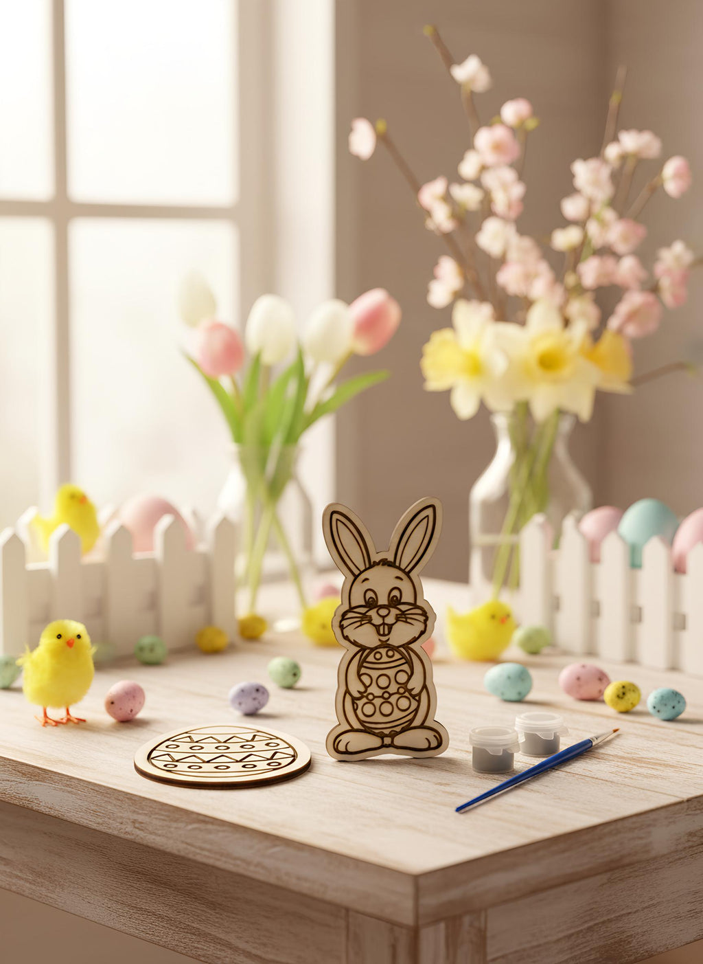 Easter Craft Ornament for Kids | DIY Decoration Kit | Classroom Teacher Gift | Bunny & Egg activity.