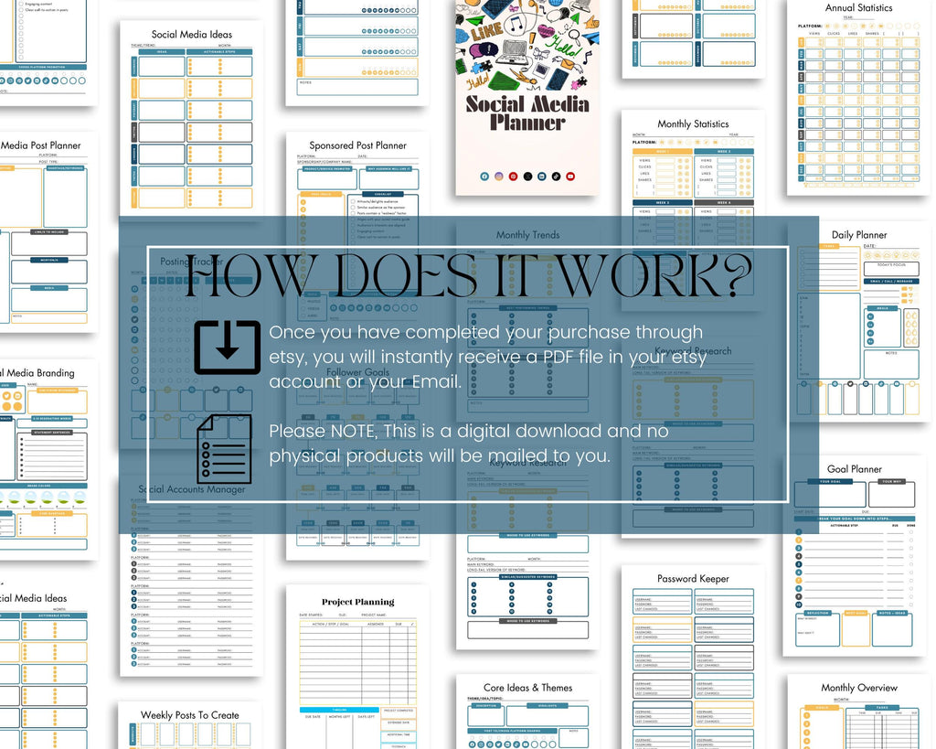 Social Media Planner Bundle | Printable Marketing Organizer (Digital Download)