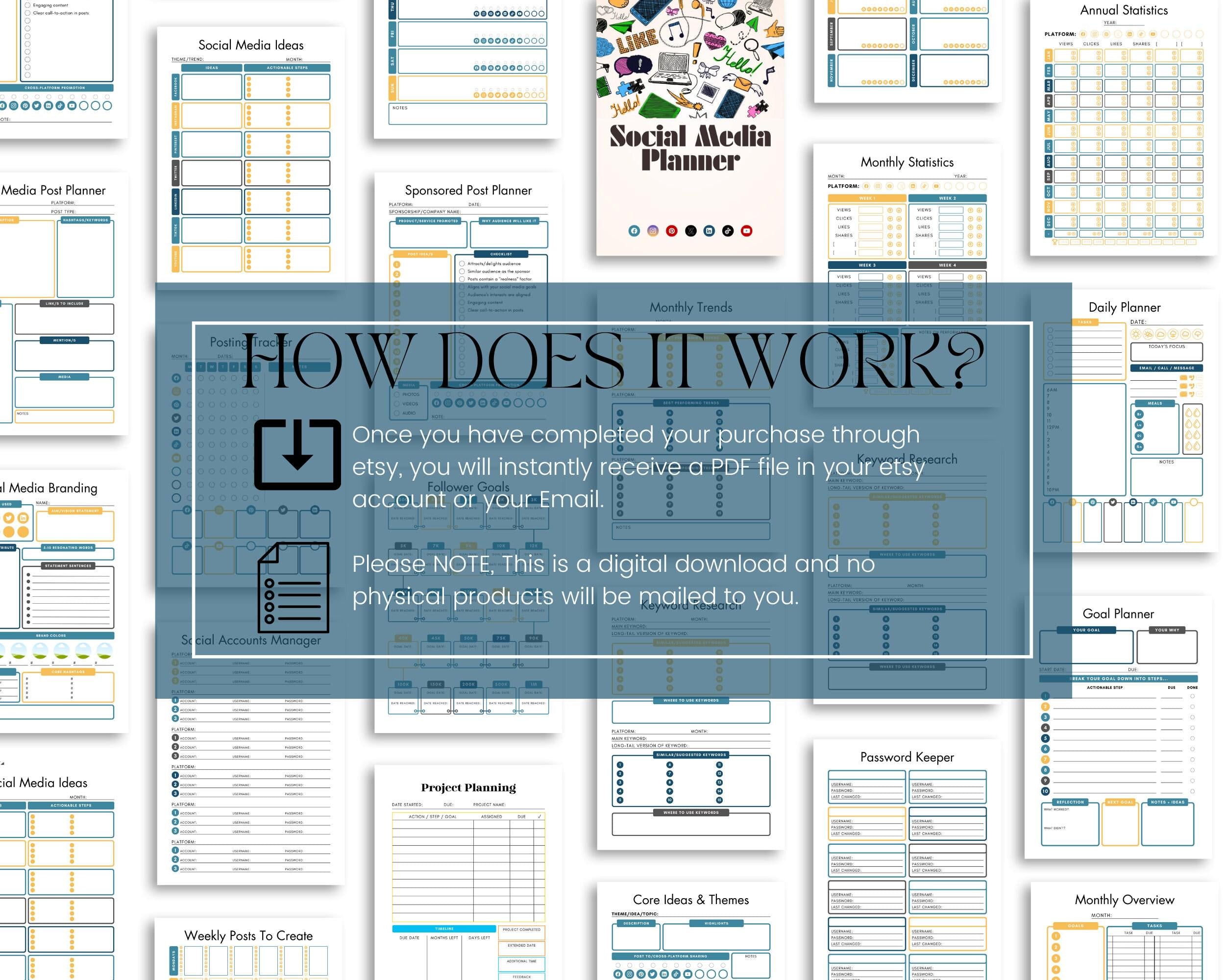 Social Media Planner Bundle | Printable Marketing Organizer (Digital Download)
